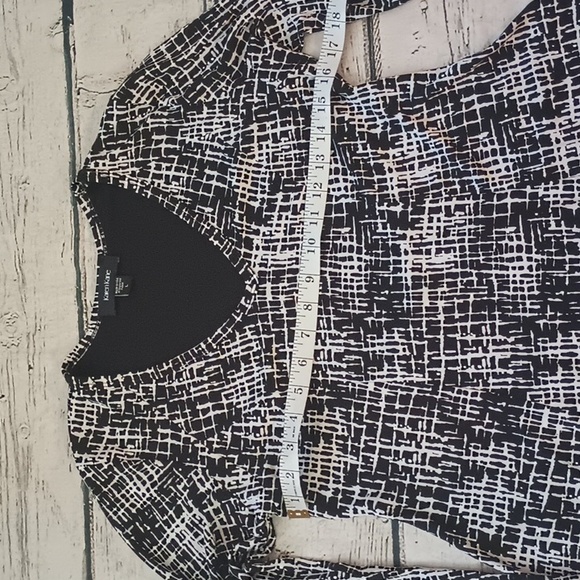 Karen Kane Black White Abstract Pint Long Sleeve A Line Dress L - Picture 3 of 7